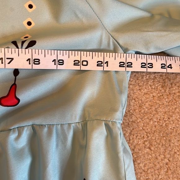 NWT Maxi dress, light blue/aqua, long sleeves, v-neck w/tassels, 3X, runs small - Picture 10 of 14